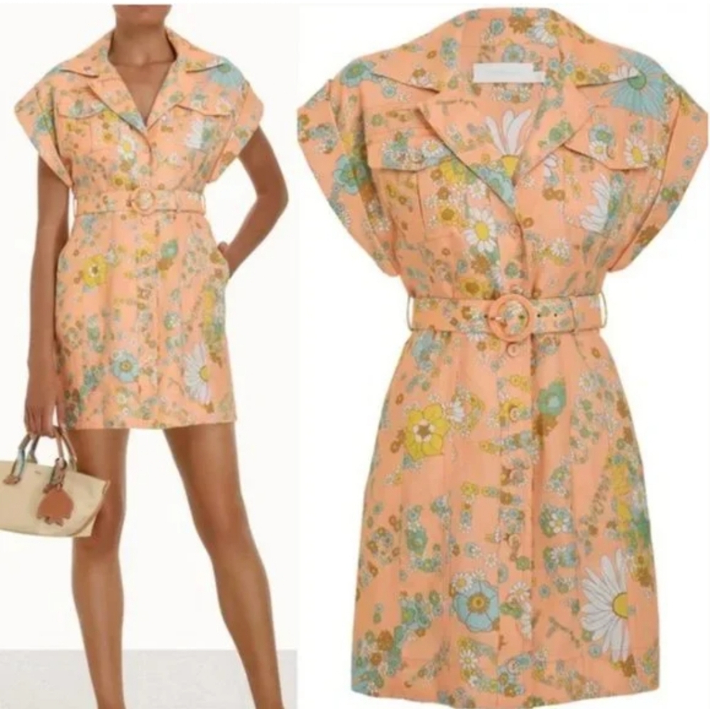 Nwt Zimmermann lola roll cuffs mini dress sz 0 au us 4